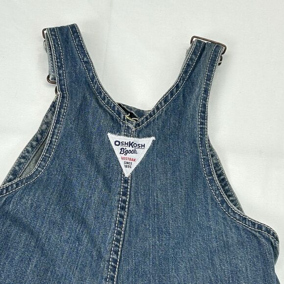 Oshkosh B’gosh Vestbak Blue Denim Overalls Size 24M Toddler Faded Snap - Picture 6 of 11